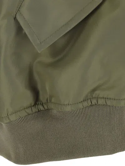 Hed Mayner Green Nylon Zip Jacket With Ribbed Details