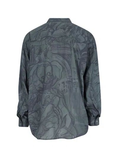 Magliano Casual Shirt With Graphic Print And Front Pocket In Blue