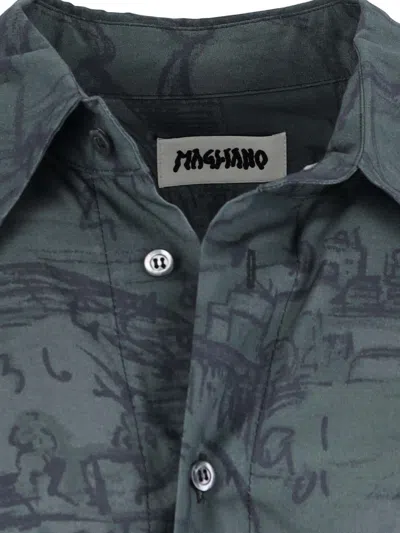 Magliano Casual Shirt With Graphic Print And Front Pocket In Blue