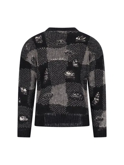 Our Legacy Patchwork Design Black Sweater With Round Neckline