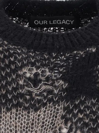 Our Legacy Patchwork Design Black Sweater With Round Neckline