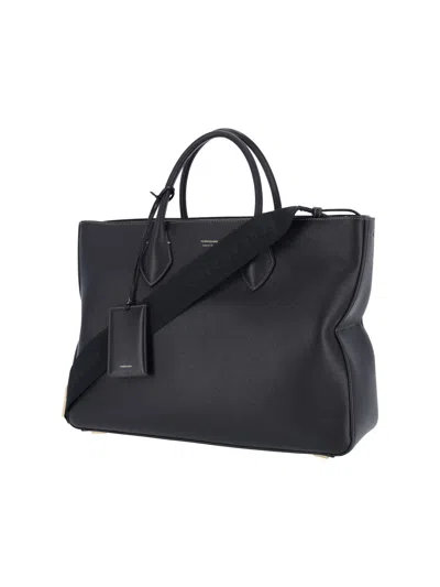 Ferragamo Monogram Structured Leather Tote Bag In Black