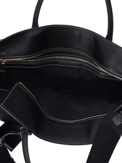 Ferragamo Monogram Structured Leather Tote Bag In Black