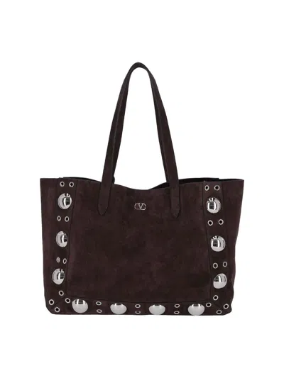 Valentino Garavani Medium Suede Tote Bag With Metallic Studs