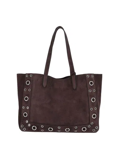 Valentino Garavani Medium Suede Tote Bag With Metallic Studs