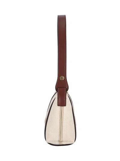 Chloé Structured Canvas Shoulder Bag With Leather Accents