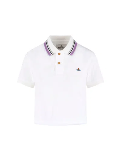 Vivienne Westwood Classic Polo With Multicolor Striped Detail In White