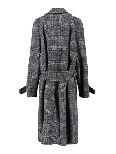 Balenciaga Vintage Checked Wool One Layer Raglan Coat Clothing In Gray