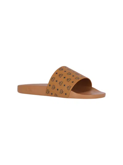 Mcm Monogram Slide Sandals
