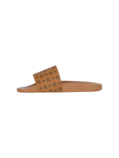 Mcm Monogram Slide Sandals
