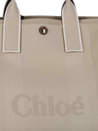 Chloé Structured Beige Bag With Dual Top Handles In Gray