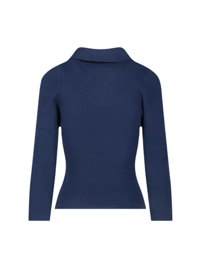 Vivienne Westwood Ribbed Collared Top Short Sleeves In Blue