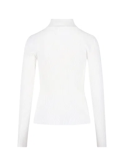 Courrèges Logo Knitted Turtle-neck Sweater In Black