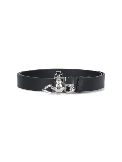 Vivienne Westwood Adjustable Length Smooth Finish Metallic Buckle In Black