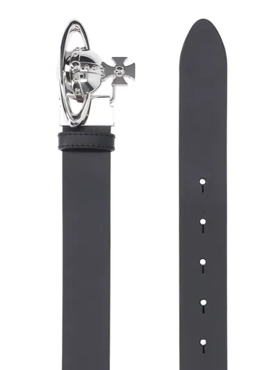 Vivienne Westwood Adjustable Length Smooth Finish Metallic Buckle In Black