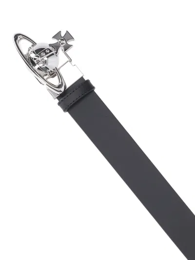 Vivienne Westwood Adjustable Length Smooth Finish Metallic Buckle In Black