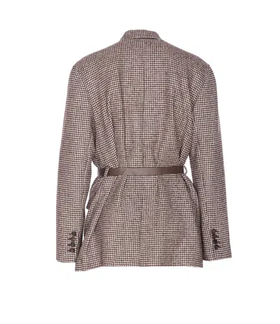 Brunello Cucinelli Houndstooth Belted Blazer