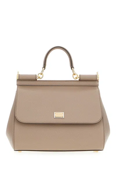 Dolce & Gabbana Structured Top Handle Handbag With Gold-tone Hardware In Pink