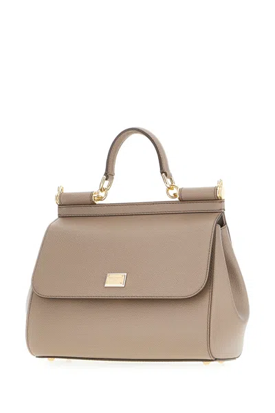 Dolce & Gabbana Structured Top Handle Handbag With Gold-tone Hardware In Pink