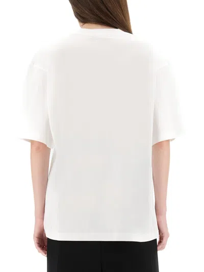Marni White Crewneck T-shirt With Logo Lettering And Logo Print On The Front In White