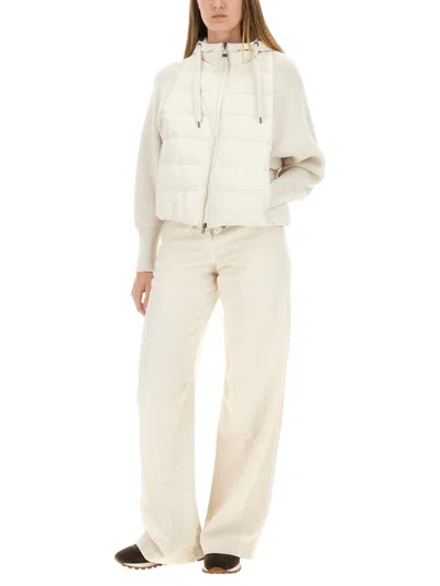 Brunello Cucinelli Down Jacket With Knitted Sleeves