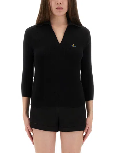 Vivienne Westwood Polo Shirt Navy In Black