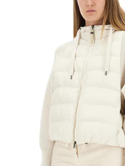 Brunello Cucinelli Down Jacket With Knitted Sleeves