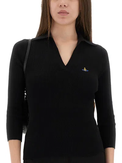 Vivienne Westwood Polo Shirt Navy In Black