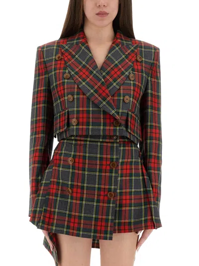 Vivienne Westwood Plaid Tailored Jacket With Notch Lapel And Button-detail Cuffs In Multi