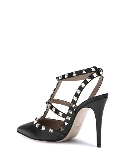 Valentino Studded Strappy Leather Pumps In Black