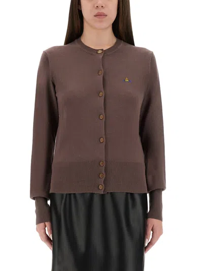 Vivienne Westwood Cardigan Bea In Misto Cotone Marrone  Donna In Brown