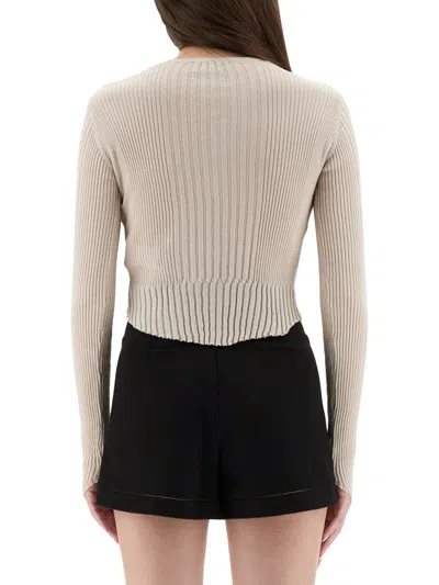 Vivienne Westwood Cropped Knitted Top Combining Cotton And Cashmere In Neutral
