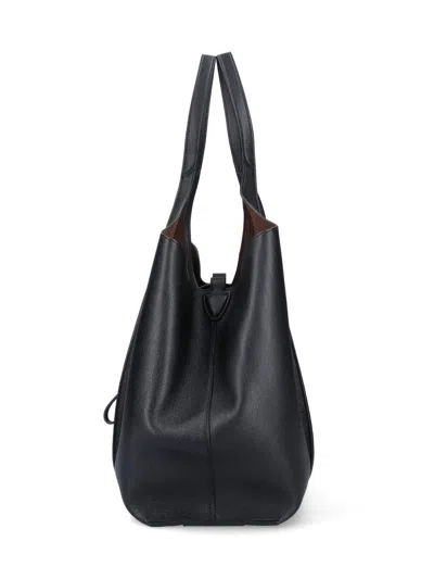 Tod's Medium T Timeless Grained Leather Tote Bag In Black