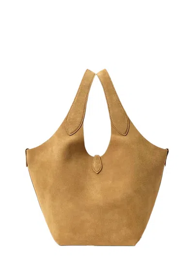 Polo Ralph Lauren Polo Play Brown Shoulder Bag With Pony Embroidery On The Front And Two Top Handles In Suede Woman