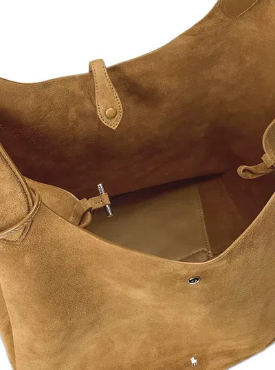 Polo Ralph Lauren Polo Play Brown Shoulder Bag With Pony Embroidery On The Front And Two Top Handles In Suede Woman