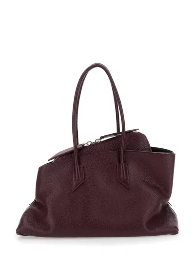 Attico La Passeggiata Bordeaux Shoulder Bag With Two Top Handles In Leather Woman