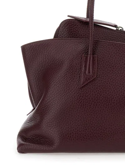 Attico La Passeggiata Bordeaux Shoulder Bag With Two Top Handles In Leather Woman
