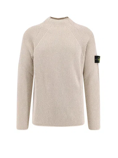 Stone Island Men Certified Virgin Wool And Cotton Sweater In Neutral