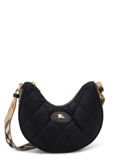 Burberry Curved Quilted Black Handbag With Gold-tone Hardware In Gray