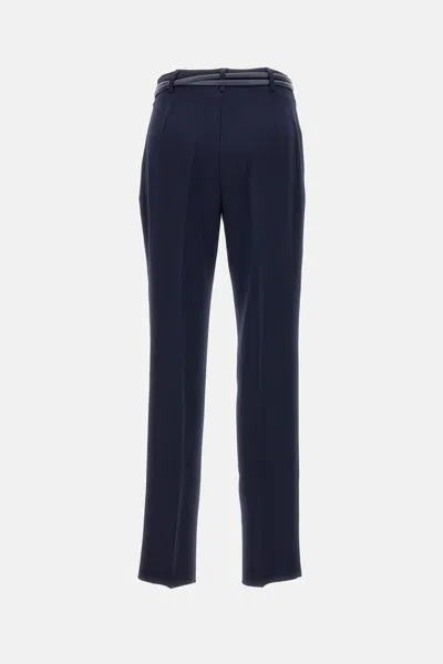 Max Mara Dark Blue Straight Pant In Blue