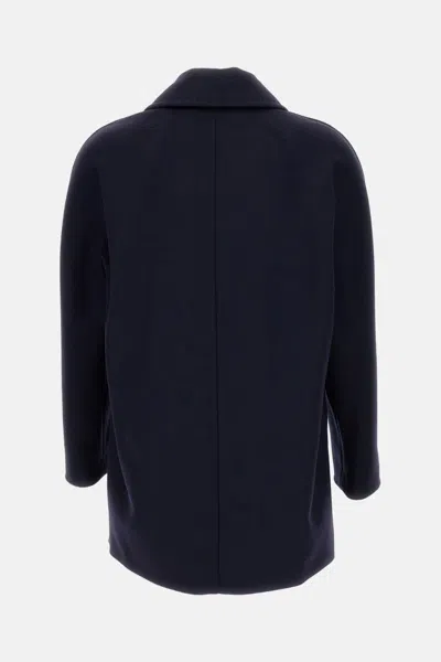 Max Mara Blue Broadcloth Sheree Double-breasted Pea Coat In Blue