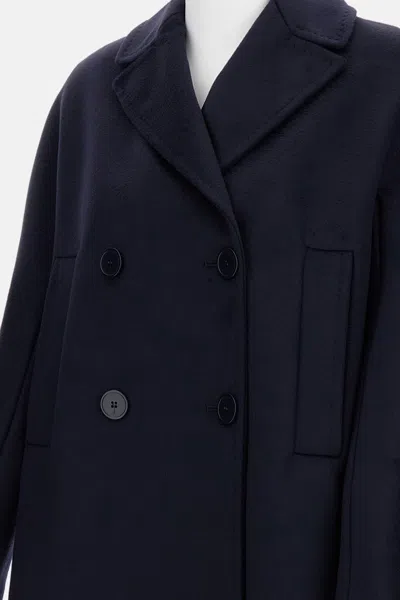 Max Mara Blue Broadcloth Sheree Double-breasted Pea Coat In Blue