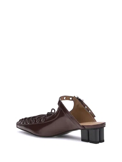 Ganni Mule Lace-up In Brown
