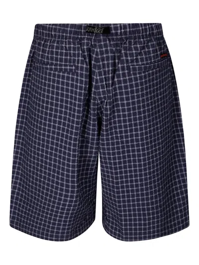Gramicci Seersucker Lagoon Check-print Elastic-waist Shorts In Blue