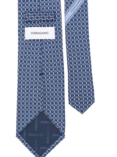 Ferragamo Cravatta Aida In Seta Stampa Vara In Blue