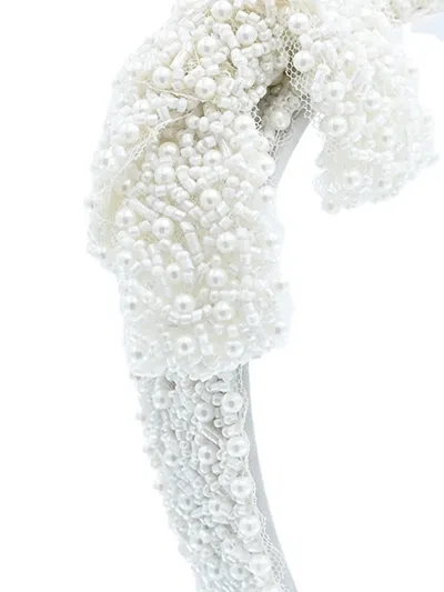 Mimi Tutu Beaded Pearl Bow Headband In White