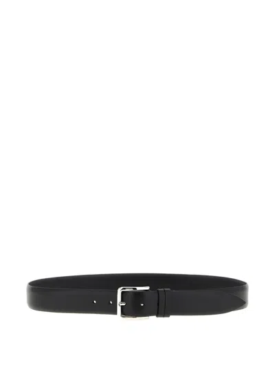 Zerbini Claudio Polished Metal Buckle Leather Belt In Black