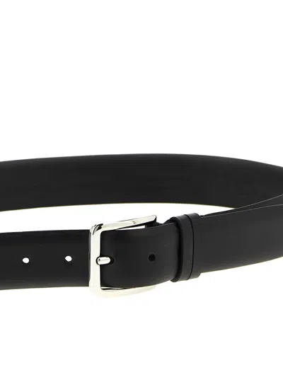Zerbini Claudio Polished Metal Buckle Leather Belt In Black