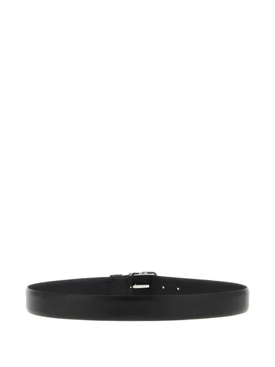 Zerbini Claudio Polished Metal Buckle Leather Belt In Black