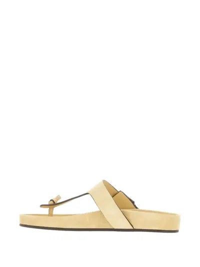 Tory Burch Thong Sandals Suede Flat Sole In Gold
